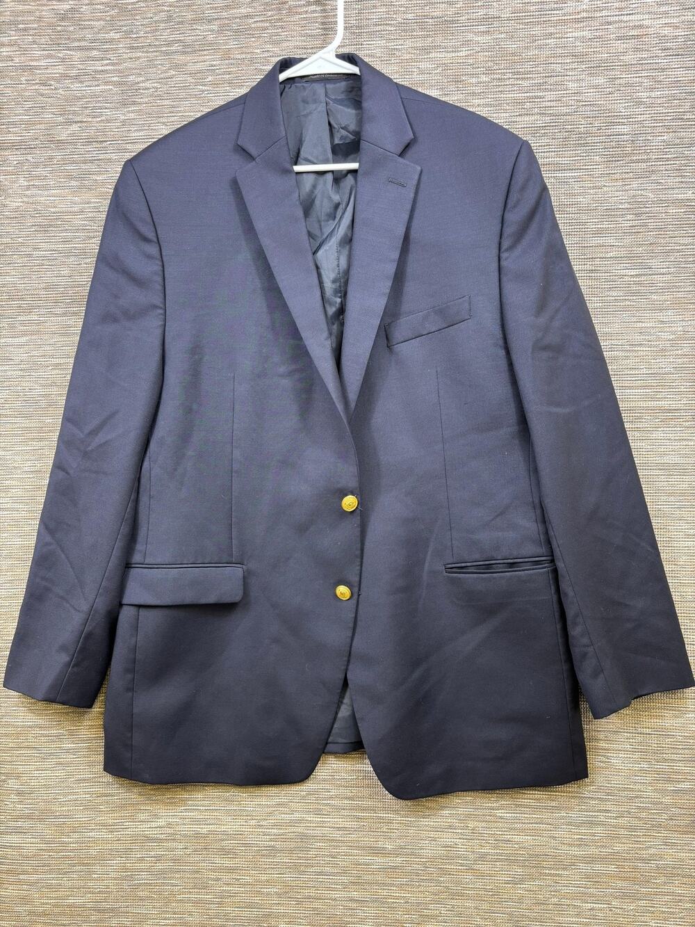 Lauren Ralph Lauren Blazer Mens Size 44L Blue Wool Two Button Suit Jacket Macy's